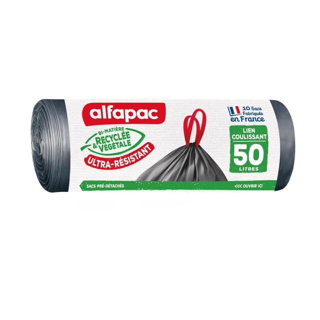 3232767370509 - Alfapac - Sacs-poubelle lien coulissant ultra résistant 50L