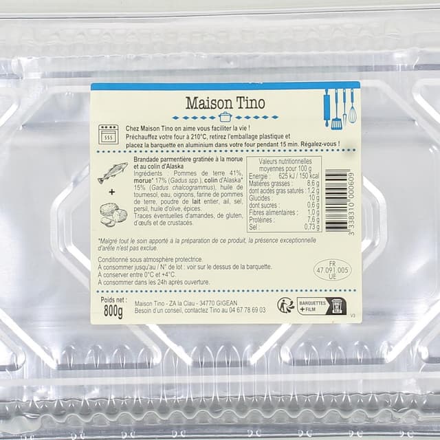 3338310000609 - Maison Tino - Brandade Parmentière à la Morue