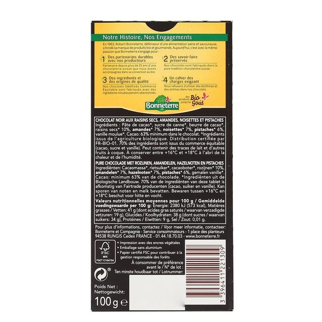 3396411221309 - Bonneterre - Chocolat noir mendiant bio