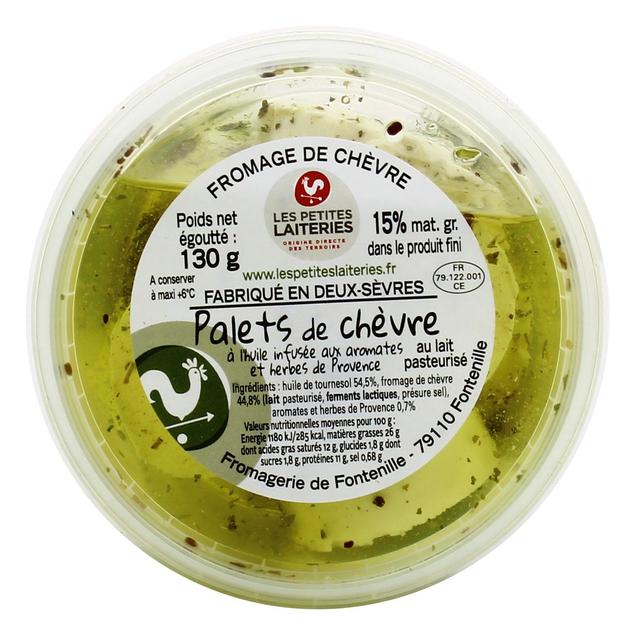 3475434262909 - Les Petites Laiteries - Palets de chèvre à l'huile - Lait de chève pasteurisé