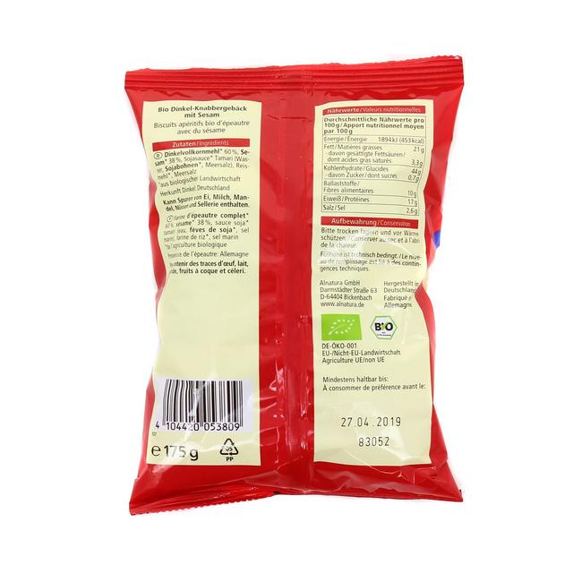 4104420053809 - Alnatura - Crackers d'épeautre sésame bio