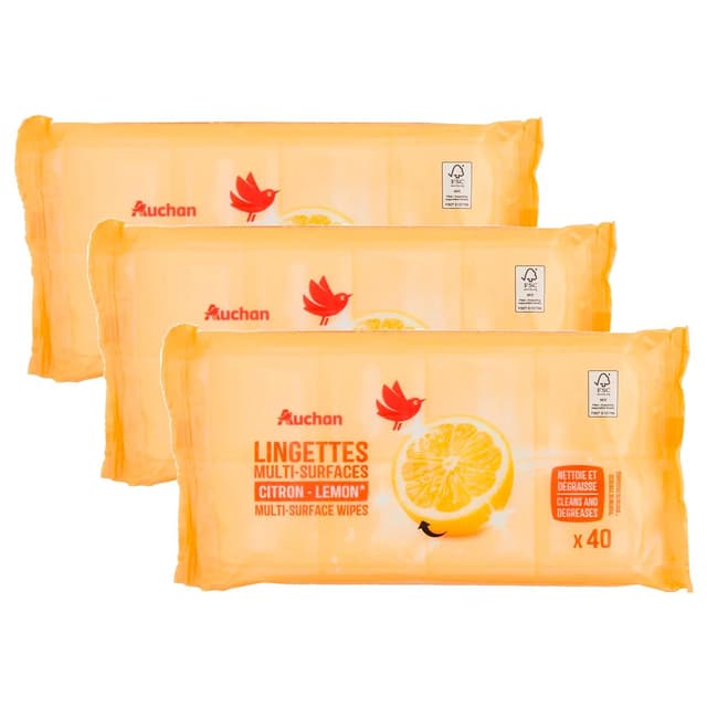 2050000415609 - Auchan - Lingettes multi-surfaces saveur citron