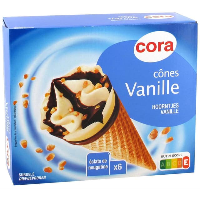 3257980277909 - Cora - 6 cônes glacés Vanille et éclats de nougatine 6x120ml