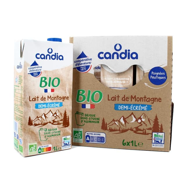 3533630098309 - Candia - Lait Bio 1/2 écrémé Brique