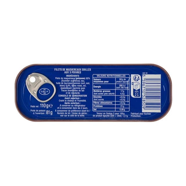 3596710528509 - Auchan - Fillets de Maquereaux grillées aux 3 poivres