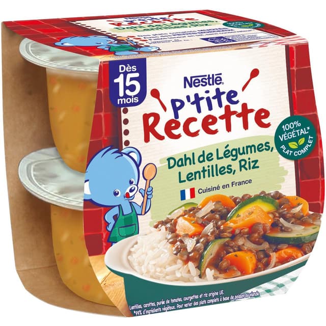8445291591110 - Nestlé - P'tite Recette - Dahl de légumes lentilles riz bol bébé dès 15 mois