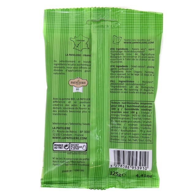 3278588953910 - La Patelière - Raisins secs sultanines bio