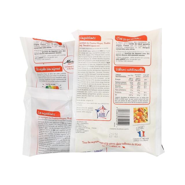 3248830824510 - Marie - Couscous merguez, boulettes au boeuf, poulet, semoule et légumes avec des épices douces