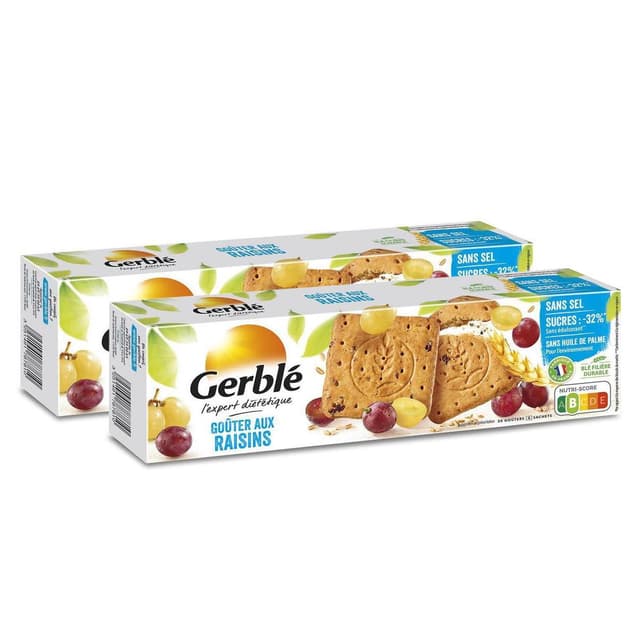 2050000417610 - Gerblé Teneur Réduite - 20 Goûters aux raisins -32% de sucres en moins 