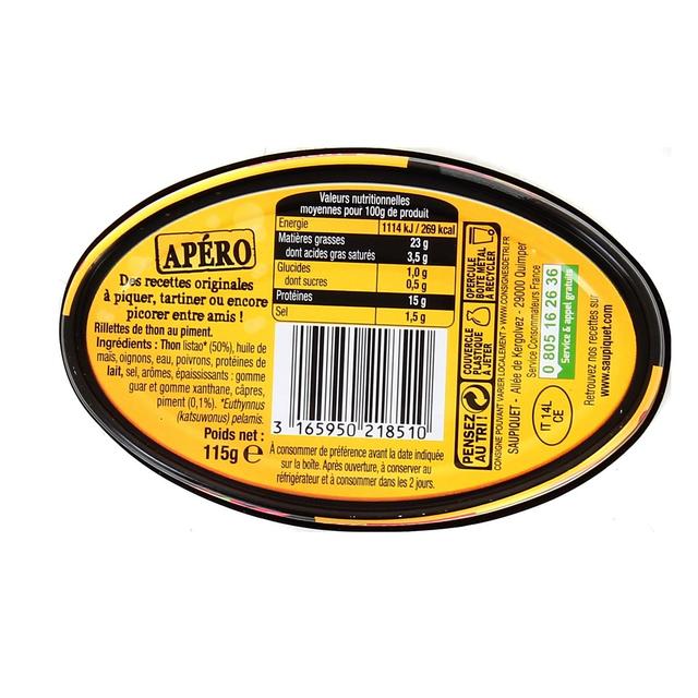 3165950218510 - Saupiquet - Rillettes de Thon Piment - Apéro à tartiner