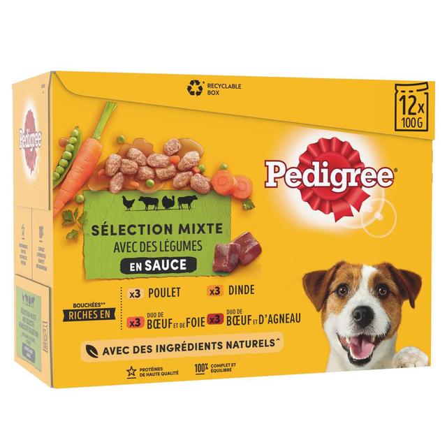 3065890125711 - Pedigree - Sachets en Sauce Sélection Mixte Légumes 4 Variétés pour Chien Adulte
