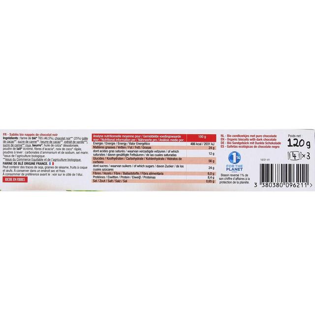 3380380096211 - Bisson - Sablés nappés chocolat noir bio