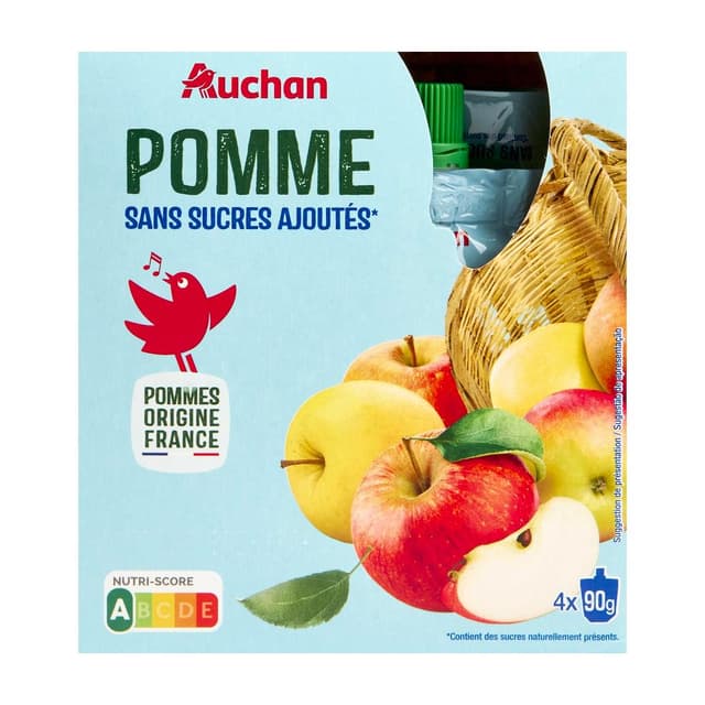 3596710557011 - Auchan - Compote Gourde Pomme Sans Sucre Ajoutés