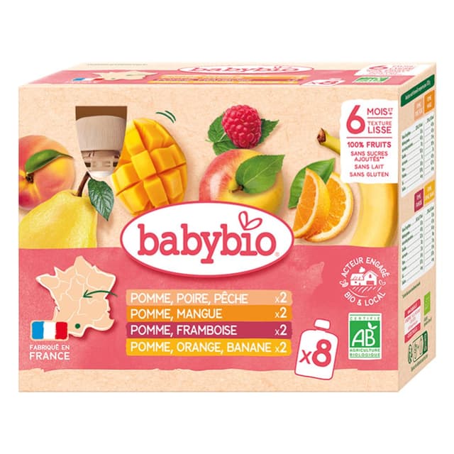 3288131541112 - Babybio - Multipack aux Fruits Bio Gourdes Bébé Dès 6 mois