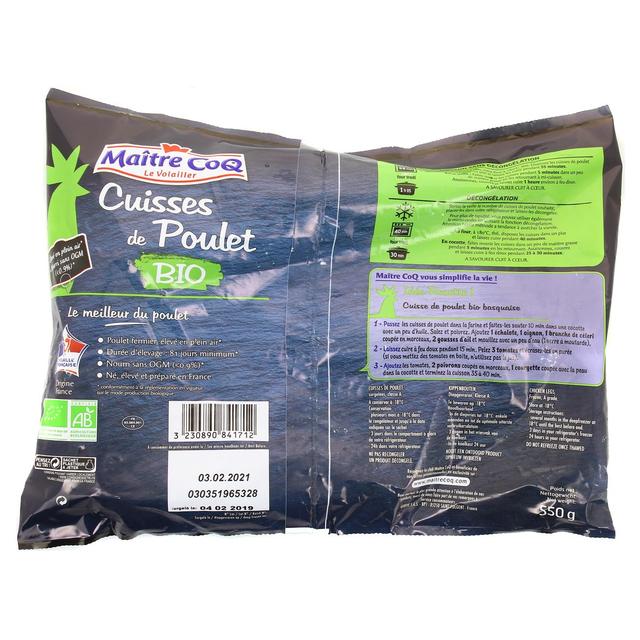 3230890841712 - Maître Coq - 2 Cuisses de poulet fermier Bio, élevés en plein air, déjointées 