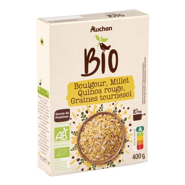 3596710522712 - Auchan BIO - Mélange boulgour millet quinoa rouge et graines de tournesol Bio