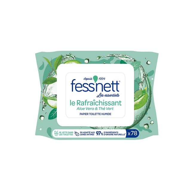 4008455643212 - Fess'Nett - Papier Toilette Humide Le Rafraîchissant Aloe Vera & Thé Vert Les Essentiels