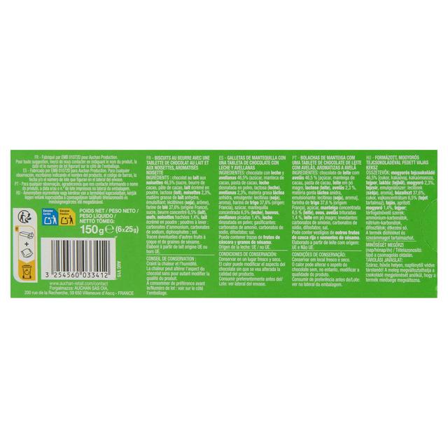 3596710552610 - Auchan - Petits beurre avec tablette de chocolat saveur noisettes 