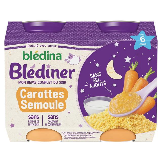 3041090026812 - Blédina - Blédîner - Céréales Lactées Carottes Semoule Brique Bébé Dès 6 mois