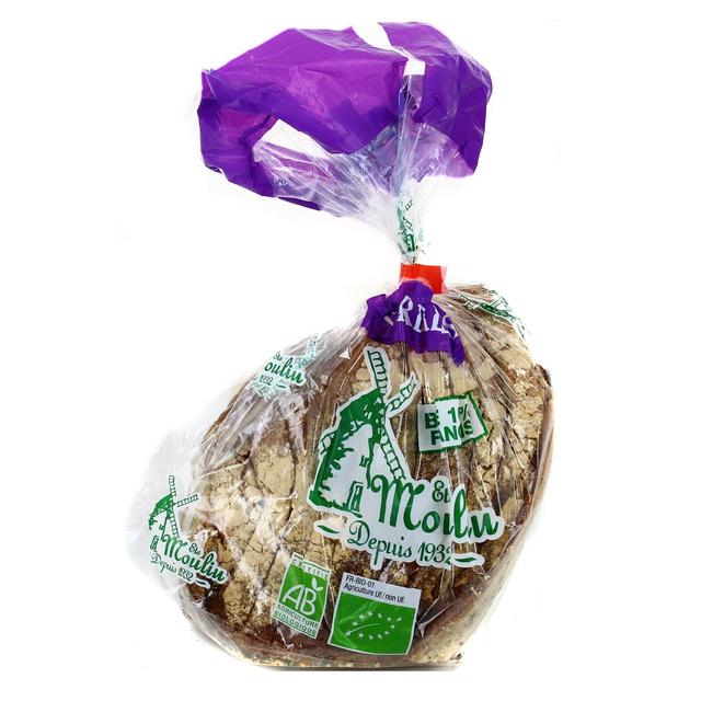 3760116602013 - Etablissements Moulin - Pain Frais Quart de Miche Multicéréales Bio, tranché