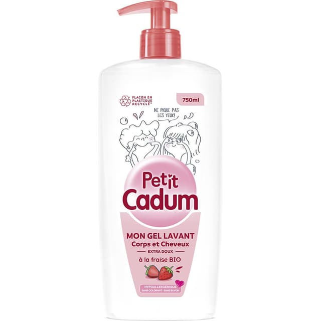 3600551054513 - Cadum - Gel douche enfants saveur fraise 2 en 1 à la fraise BIO