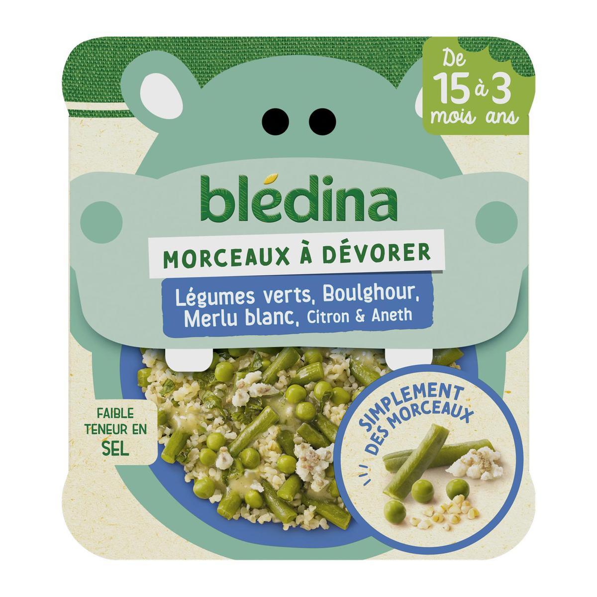 3041091828613 - Blédina - Morceaux à dévorer - Légumes Verts Merlu Blanc Boulghour Citron et Aneth Assiette Bébé Dès 15 mois