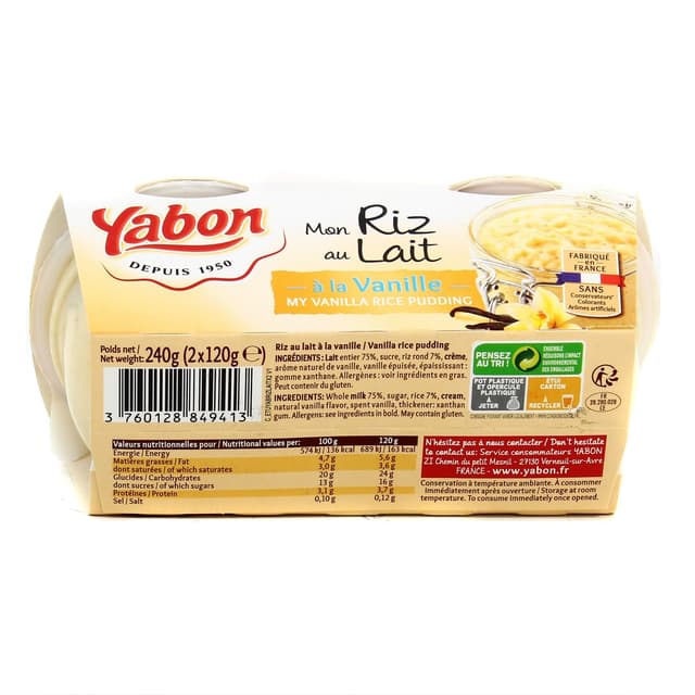 3760128849413 - Yabon - Mon riz au lait à la vanille