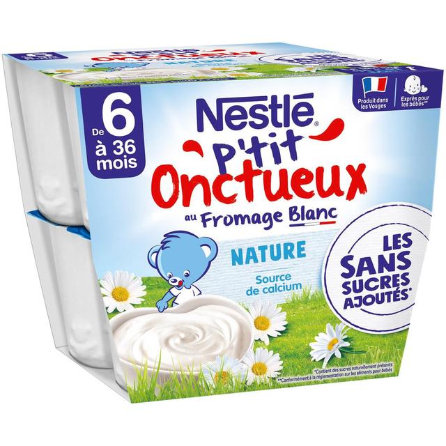 8445290650214 - Nestlé - P'tit Onctueux - Desserts Lactés Nature Fromage Blanc Coupelle Bébé dès 6 mois