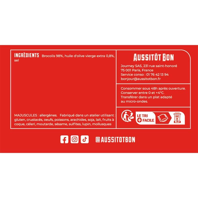 3701565400614 - Aussitôt Bon - Brocolis en Fleurette à l'Huile d'Olive Vierge