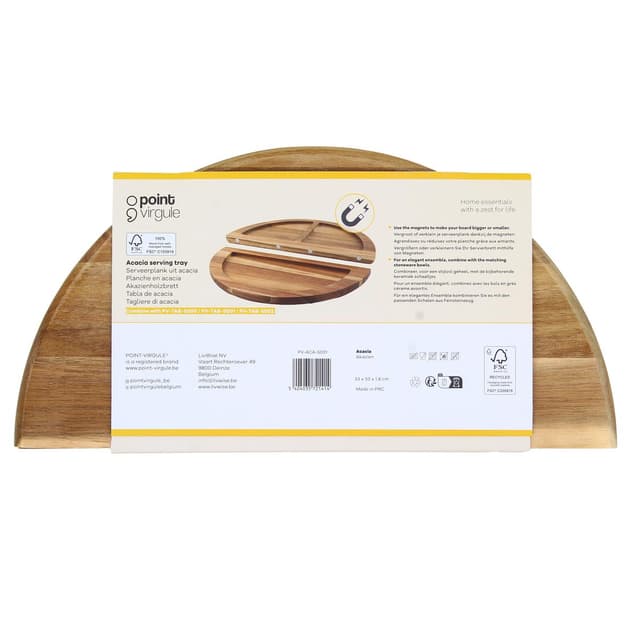 5404035721414 - Point virgule - Planche de service Tapas ronde en acacia avec aimants