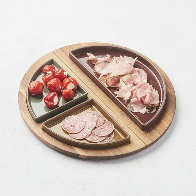 5404035721414 - Point virgule - Planche de service Tapas ronde en acacia avec aimants