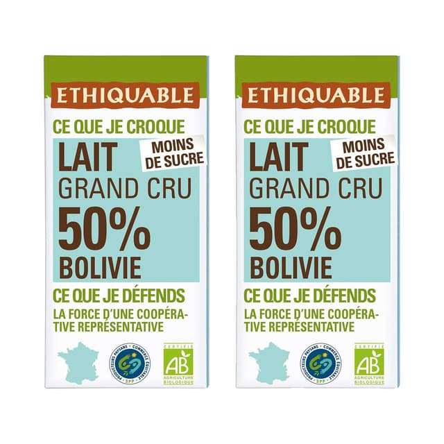 2050000412714 - Ethiquable - Commerce Equitable - Chocolat Lait 50% Cacao Bio de Madagascar