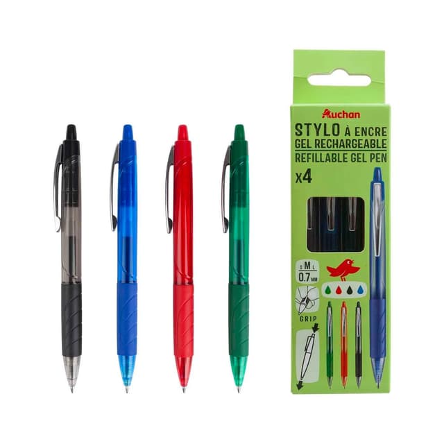 3665257333614 - Auchan - Stylos à bille rétractables à encre gel rechargable