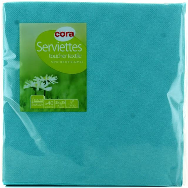 3257984363714 - Cora - Serviettes papier toucher textile bleues