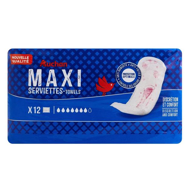 3596710534814 - Auchan - Serviettes hygiéniques maxi sans ailettes