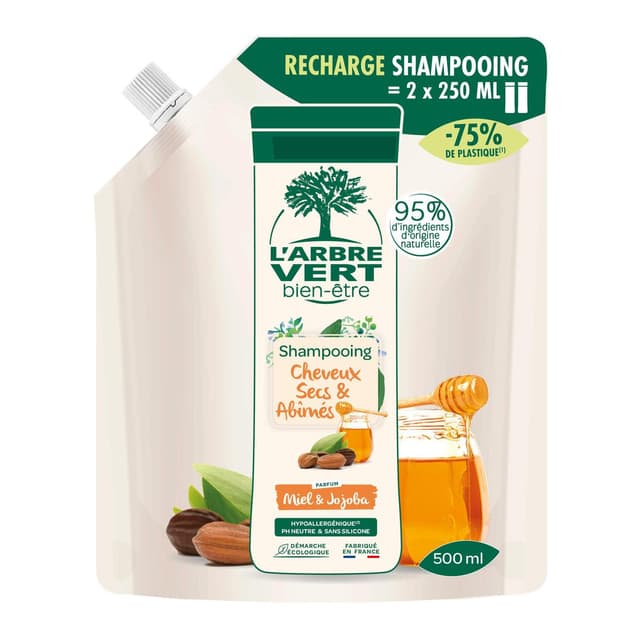 3450601049514 - L'Arbre Vert Bien-Etre - Shampooing hypoallergénique ph neutre cheveux secs et abîmés miel et jojoba