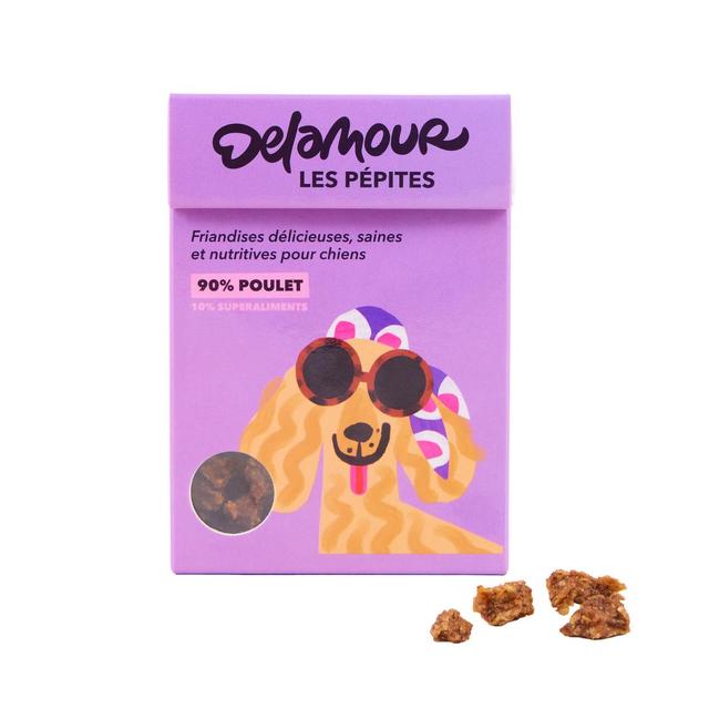 3760407550115 - Delamour - Friandise Pépites Poulet Myrtilles - Récompense pour chien