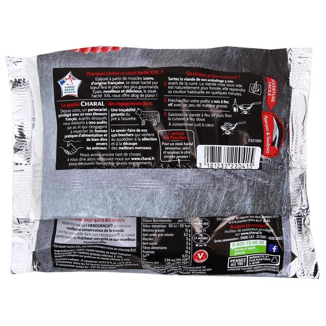 3181232220415 - Charal - Steak Haché XXL 15%MG