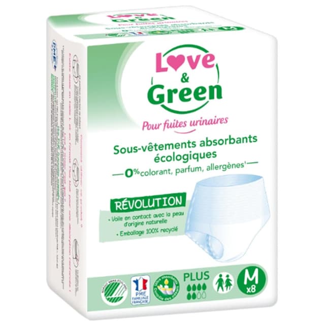 3700668701215 - Love & Green - Culottes fuites urinaires Hypoallergéniques et Ecologiques Plus Taille M