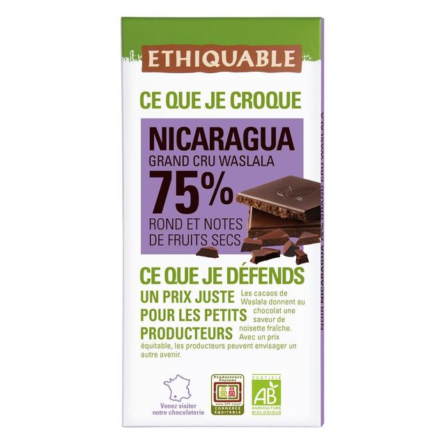 3760091722515 - Ethiquable - Commerce Equitable - Chocolat Noir 75% cacao Bio du Nicaragua