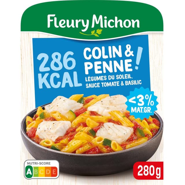 3302740103315 - Fleury Michon - Plat Cuisiné Colin et Penne, Légumes du Soleil Sauce Tomate
