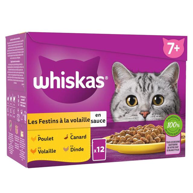 3065890153615 - Whiskas - Sachets en sauce Festins à la Volaille 4 variétés pour chat senior
