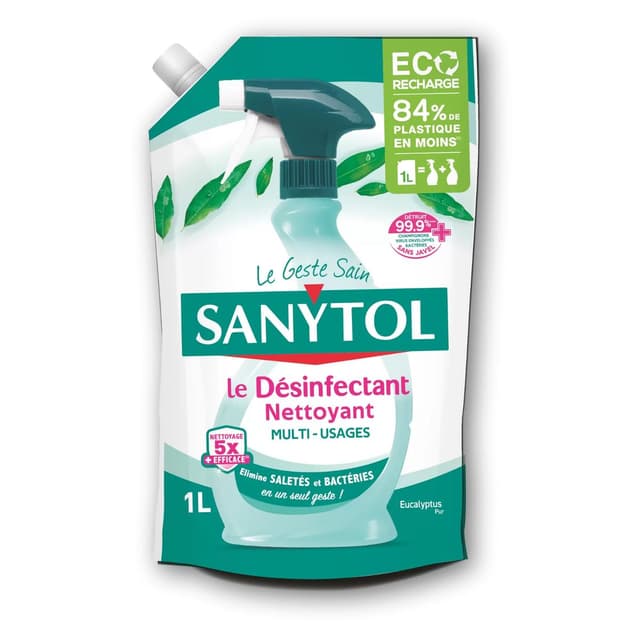 3045206314015 - Sanytol - Nettoyant ménager Recharge Désinfectant Multi-usages Eucalyptus Sans Javel
