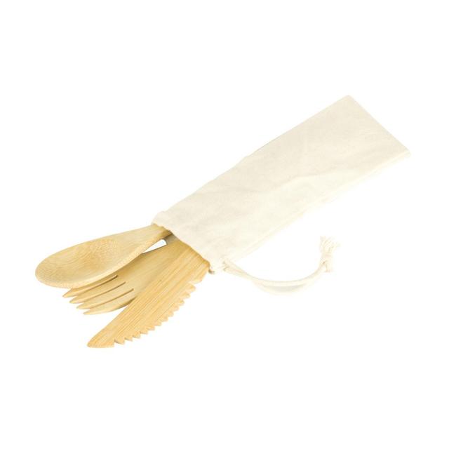 3760132814315 - Pebbly - Set de 3 couverts réutilisables bambou