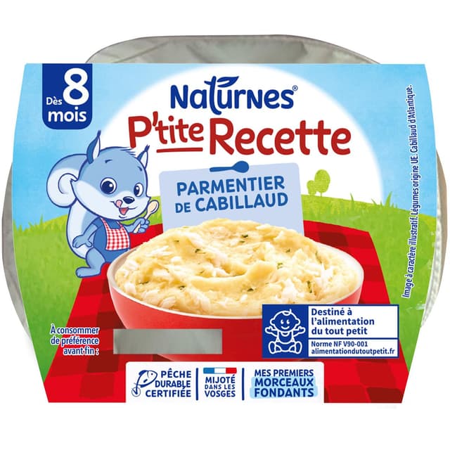 7613036754415 - Naturnes® - P'tite Recette - Parmentier de Cabillaud Bol Bébé Dès 8 mois