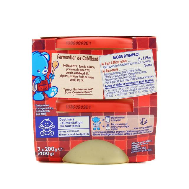 7613036754415 - Nestlé - P'tite Recette - Parmentier de Cabillaud Bol Bébé Dès 8 mois