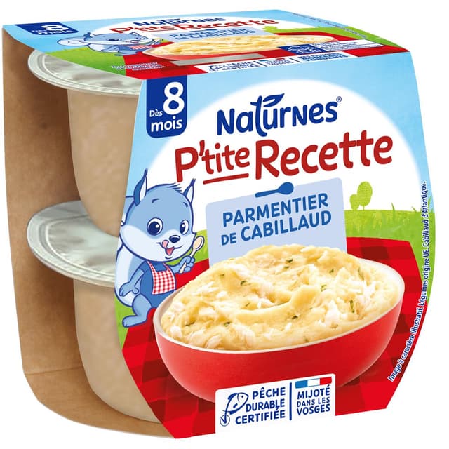 7613036754415 - Naturnes® - P'tite Recette - Parmentier de Cabillaud Bol Bébé Dès 8 mois