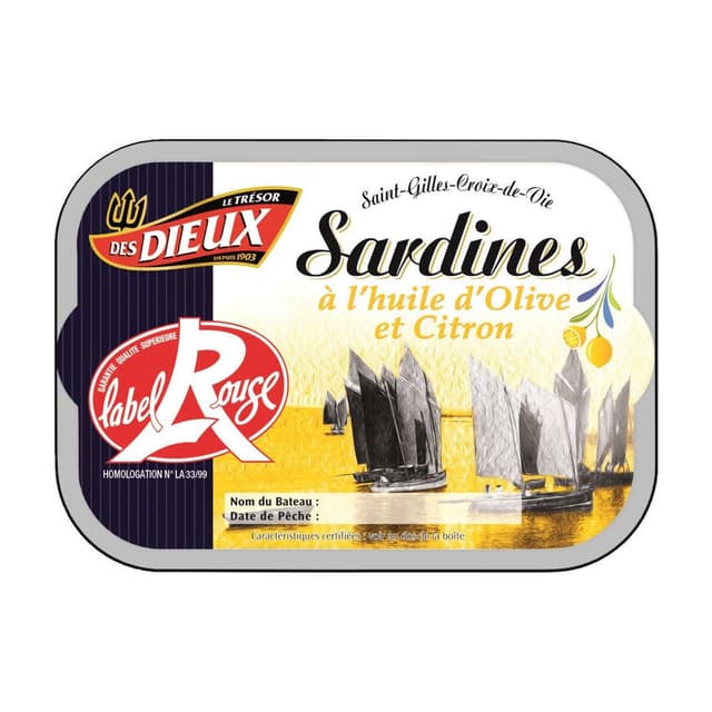 3188720008715 - Trésor des Dieux - Sardines à l'huile d'olive et citron Label Rouge 