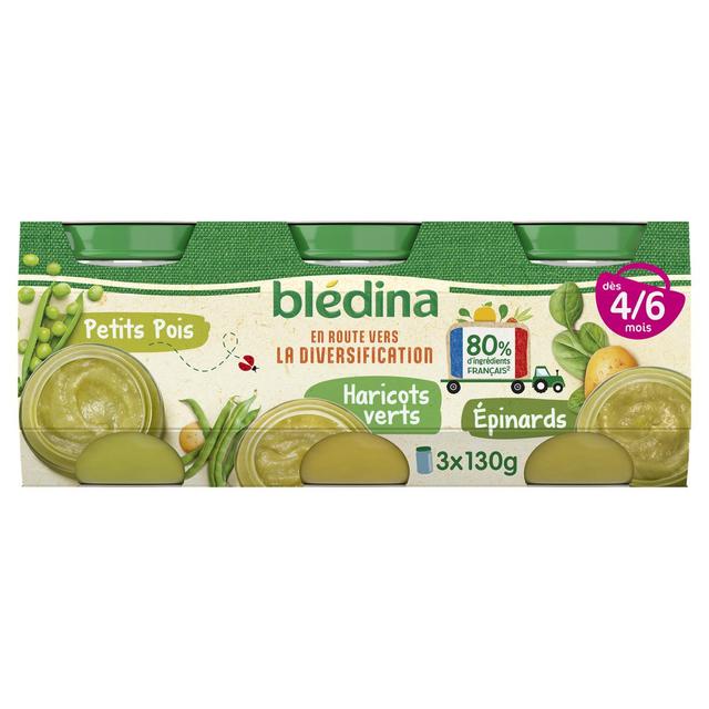3041091902016 - Blédina - Petits pois Haricots verts Epinards Pots Bébé dès 4 mois