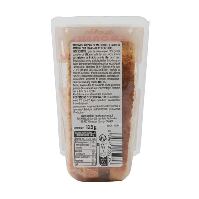 3596710552016 - Auchan - Sandwich Jambon Beurre